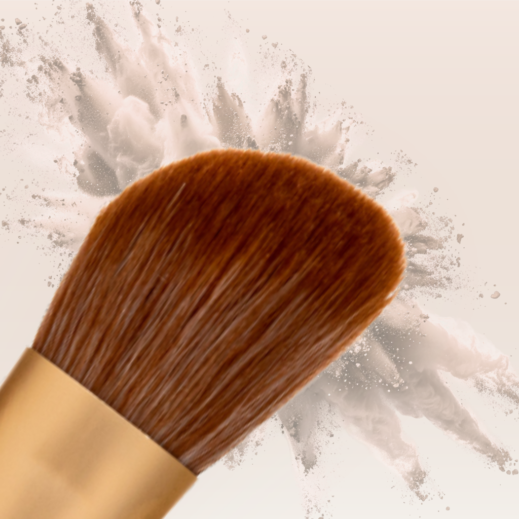"Vegan powder angled brush for loose powder application"