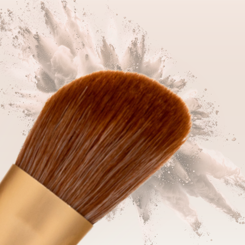 "Vegan powder angled brush for loose powder application"