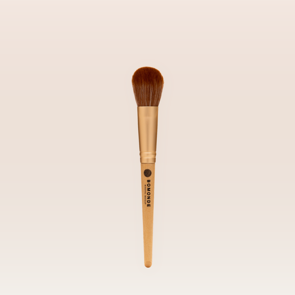 "Vegan blusher brush for soft cheek application"
