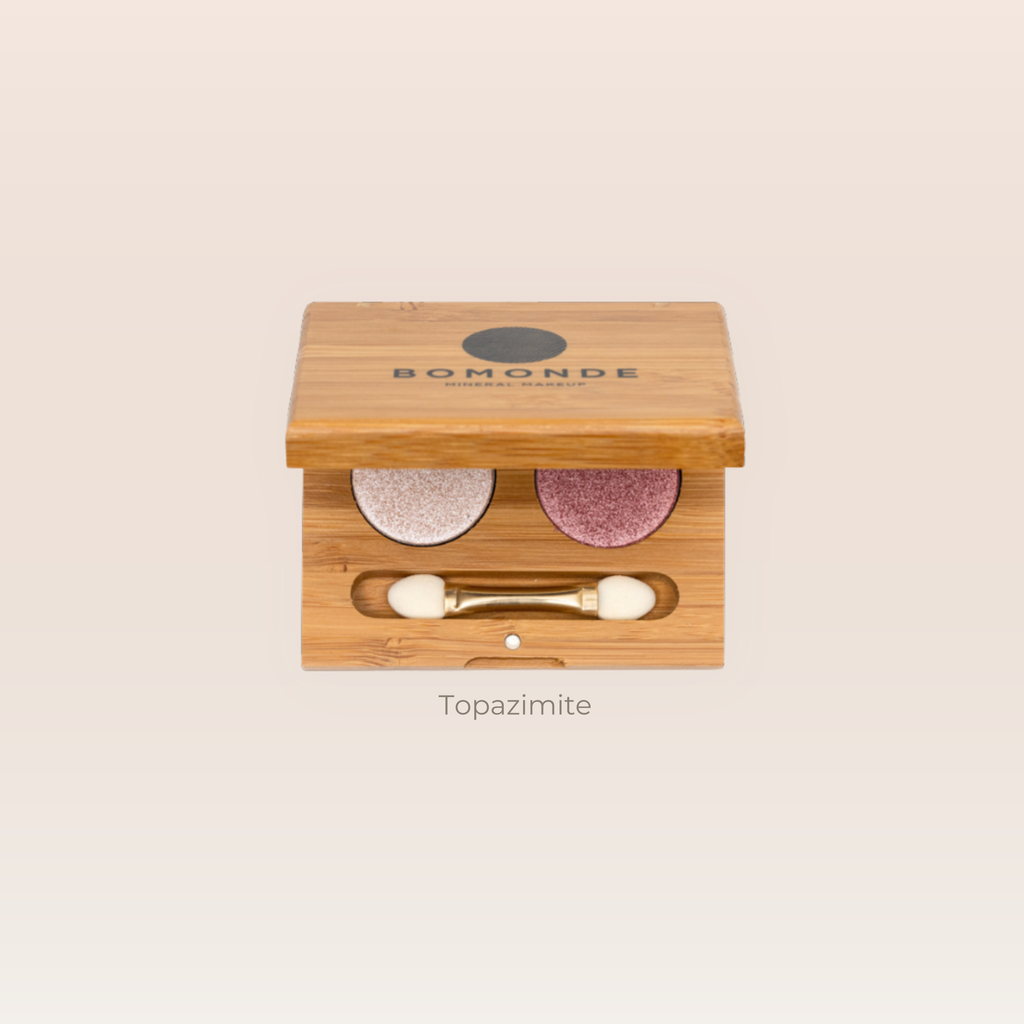 "Gold shimmer vegan eyeshadow duo palette"