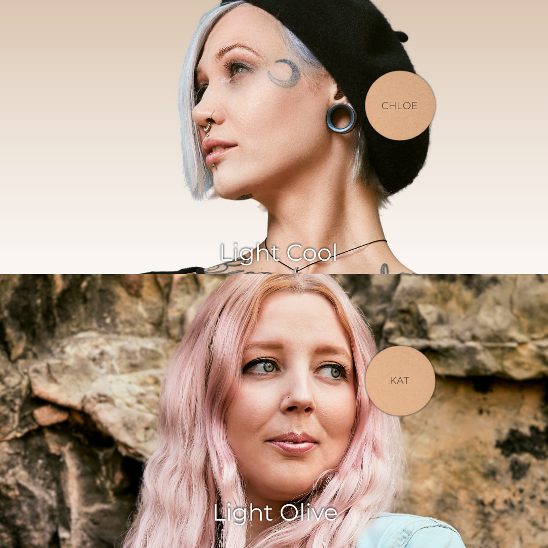 models for Light shade vegan foundation samples for shade matching