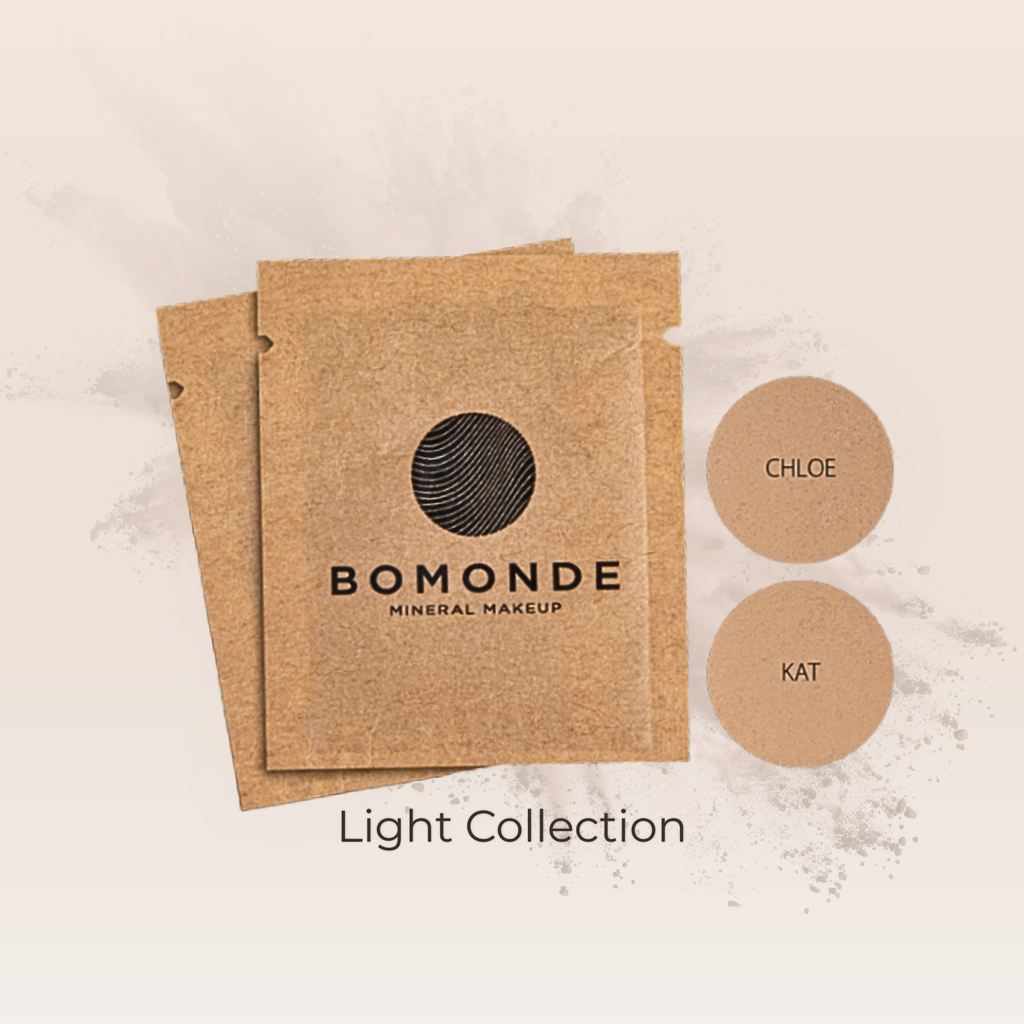 "Light shade vegan foundation samples for shade matching"