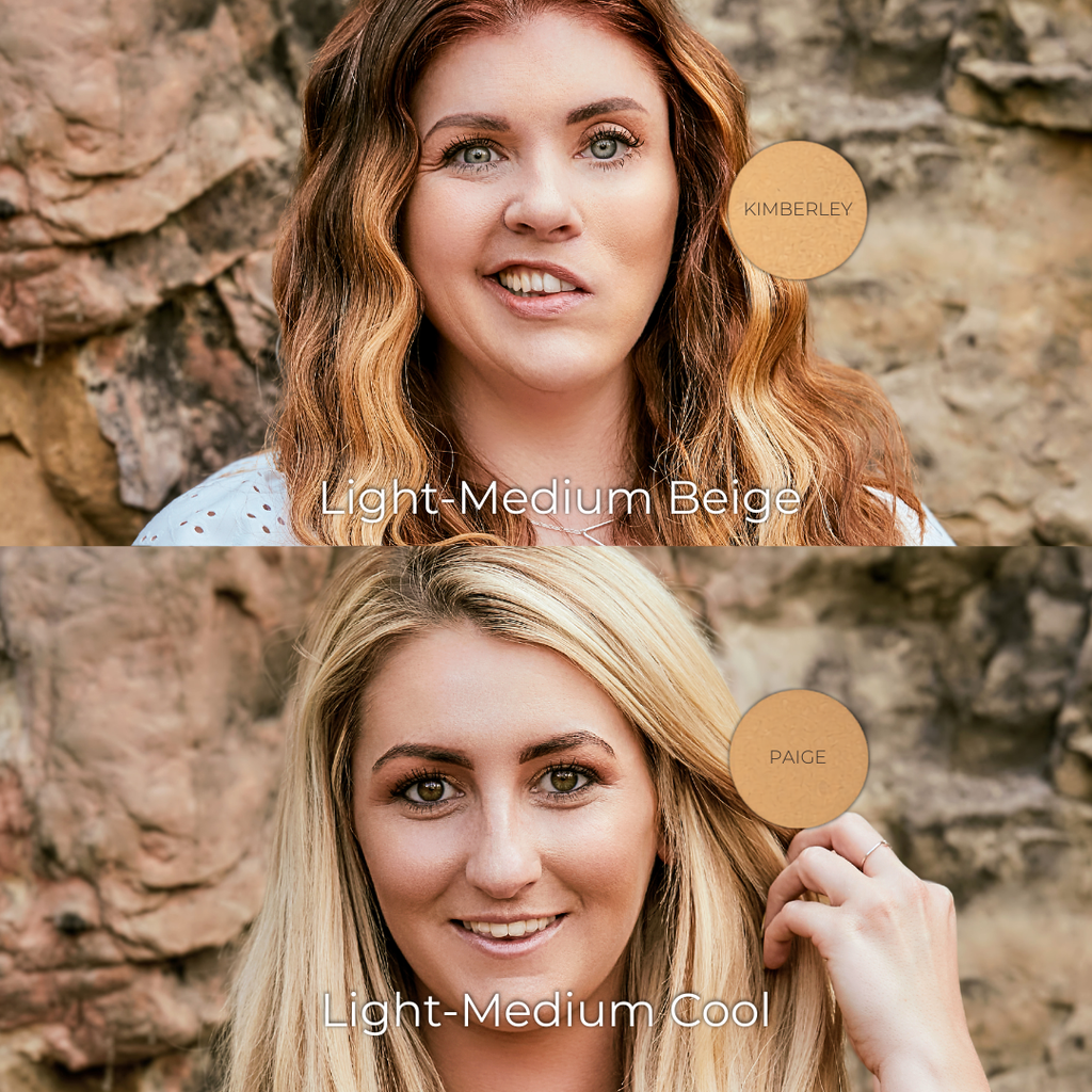 Models for Medium shade vegan foundation samples for testing shades