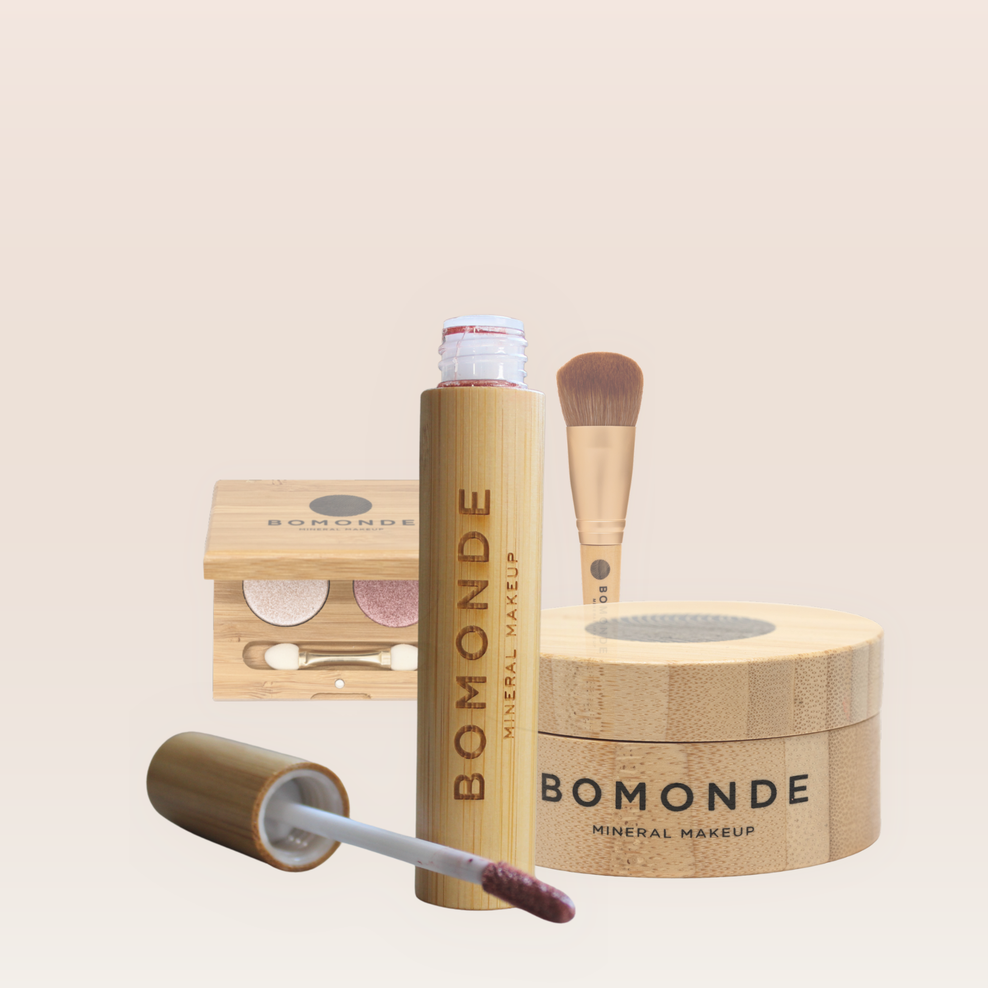 "Vegan glow makeup gift set with bronzer eyeshadow and lipstick"