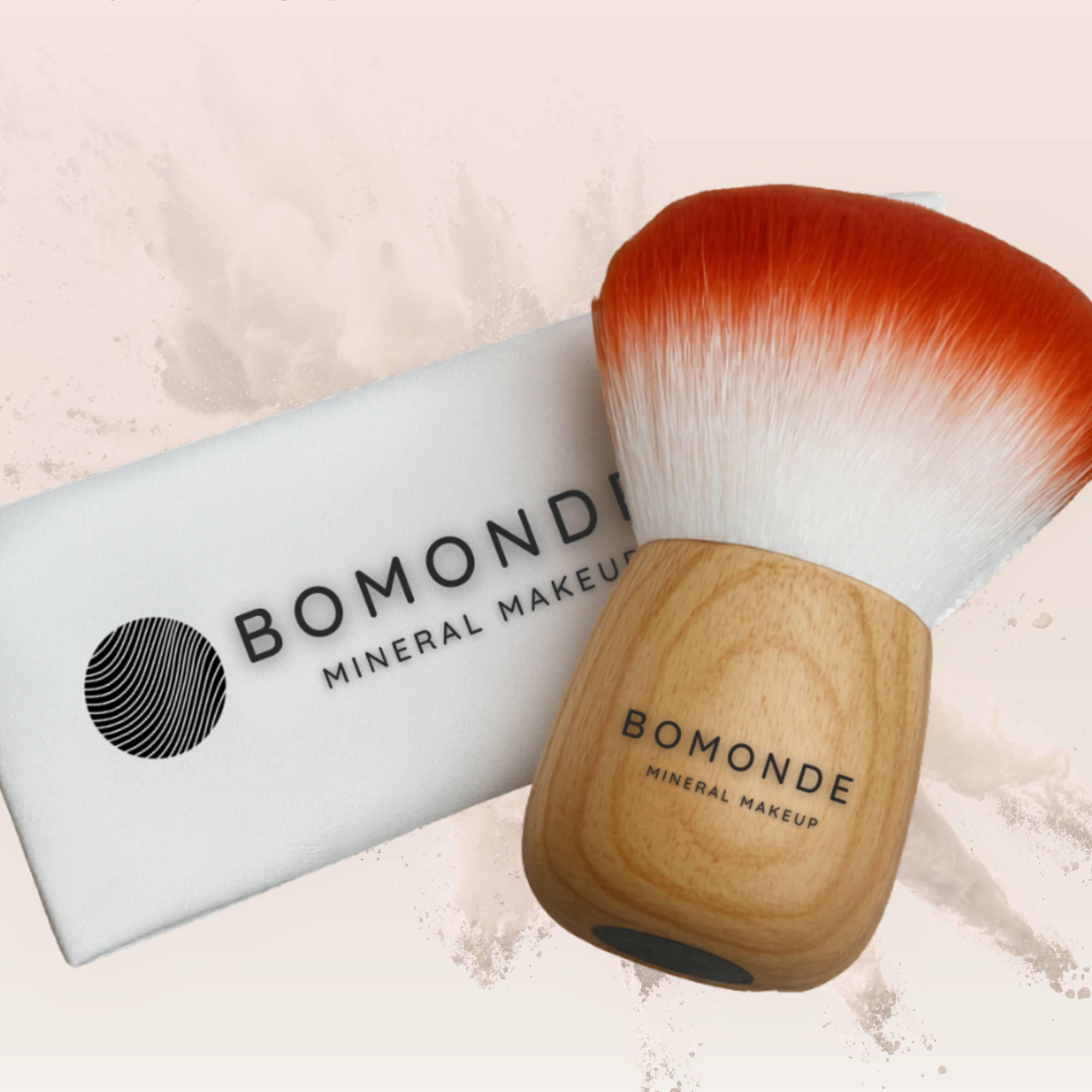 "Using vegan kabuki brush to apply mineral powder"