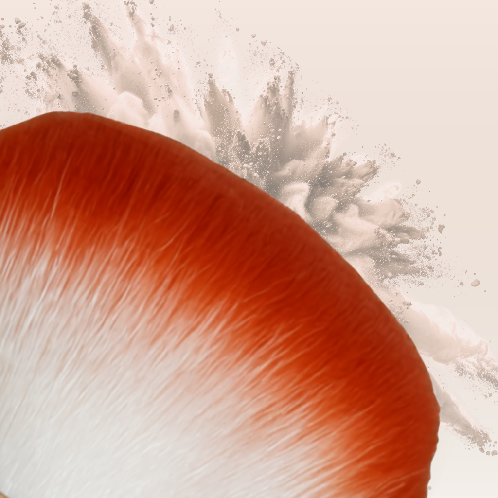 "Close up of vegan kabuki brush bristles"