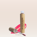 "Pink vegan liqued lip stick with glossy finish"