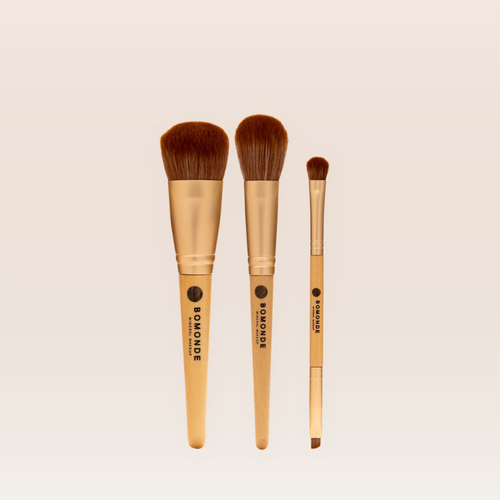 "3 piece vegan makeup brush set for everyday use"