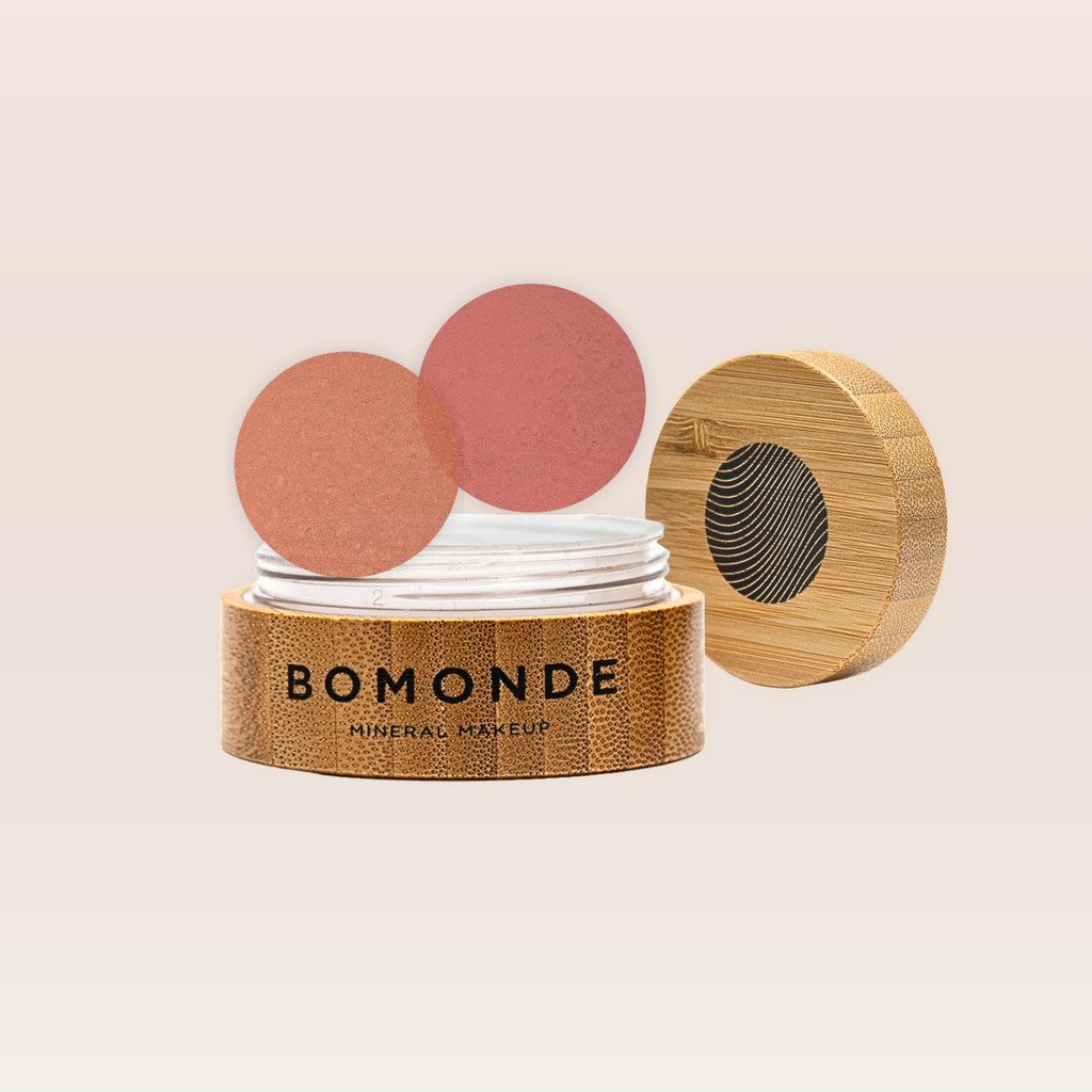 Applying vegan mineral blusher for natural glow