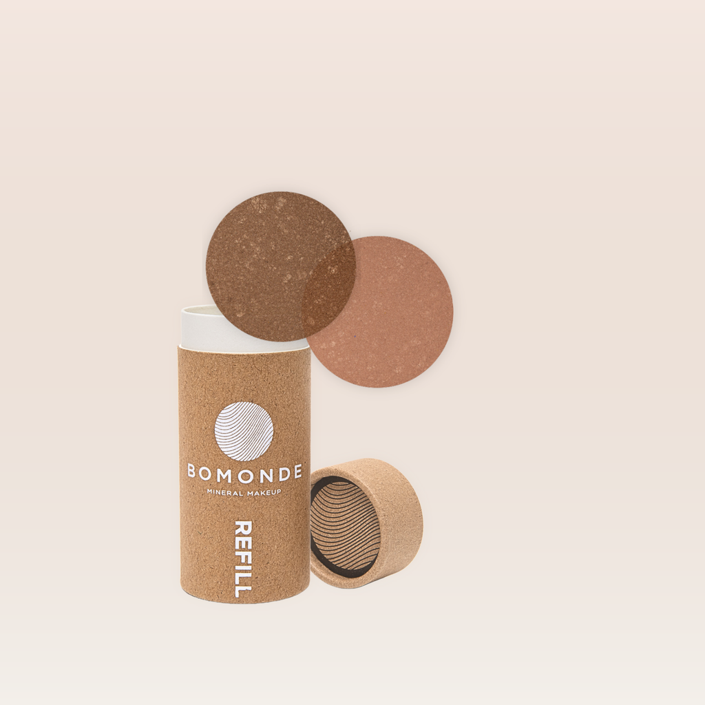 "Vegan mineral bronzer refill for warm sun kissed glow"