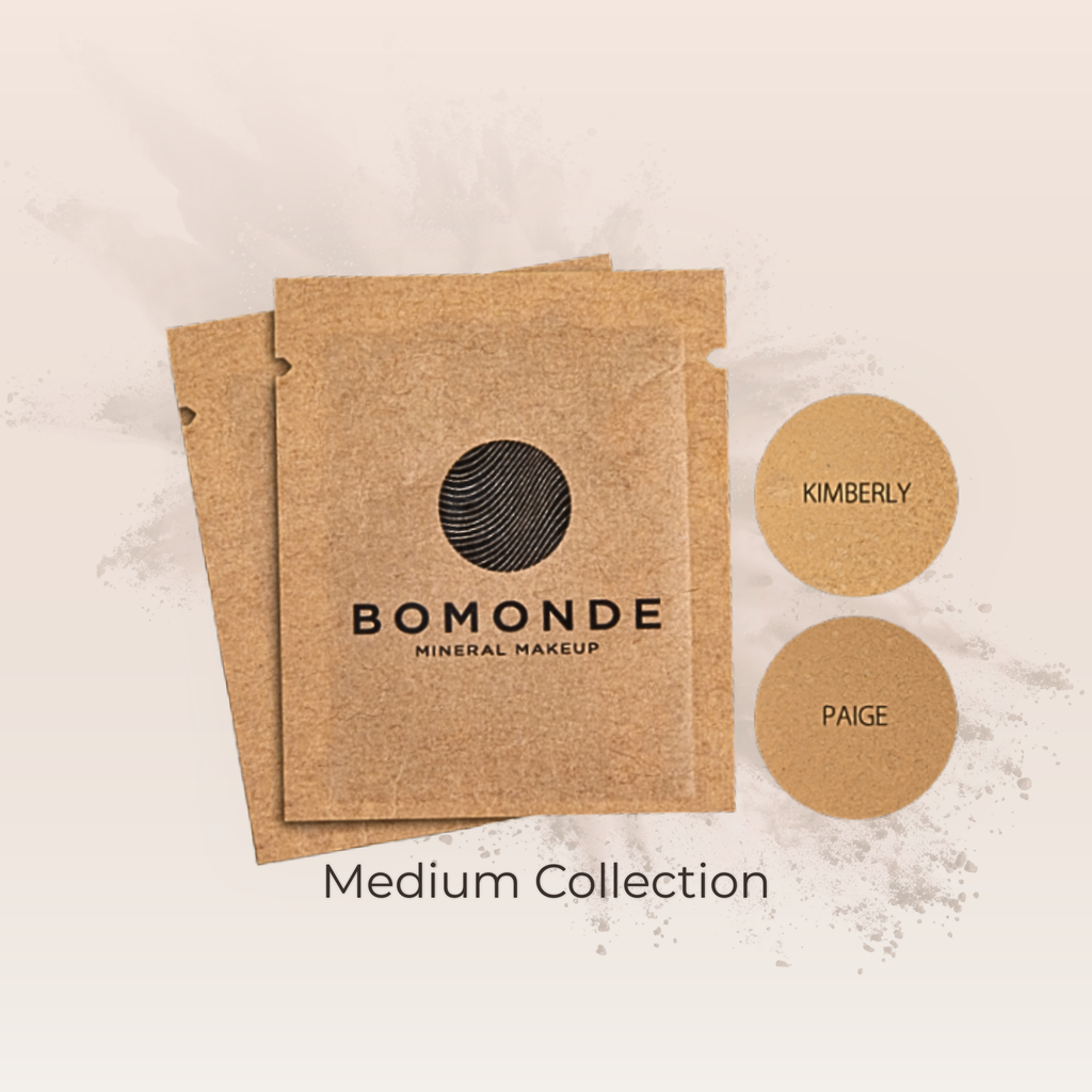 "Vegan mineral foundation sample set for medium skin tones"