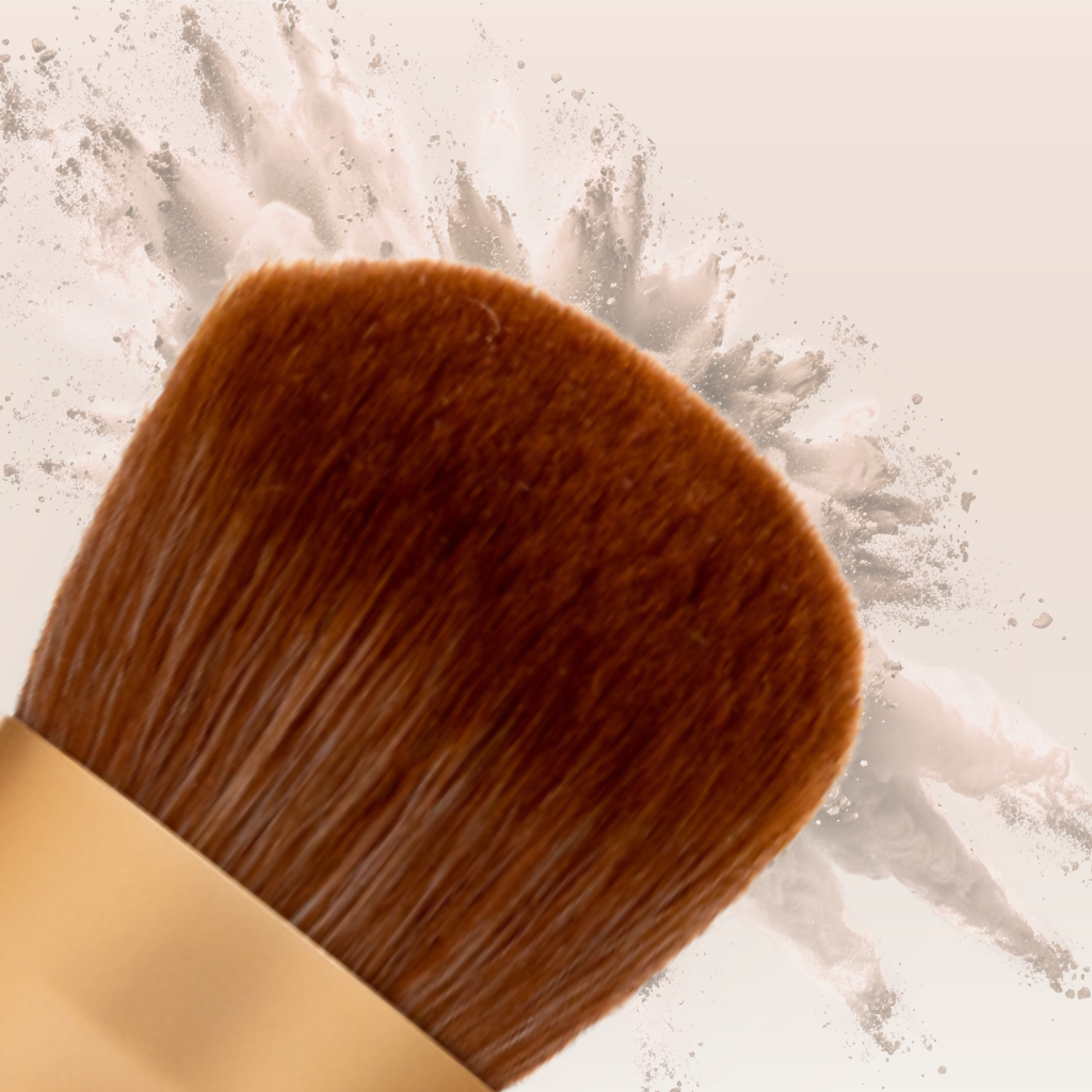 "Vegan powder brush for loose powder application"